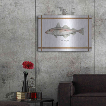 Luxe Metal Art 'Haddock on White' by Cindy Jacobs, Metal Wall Art,36x24