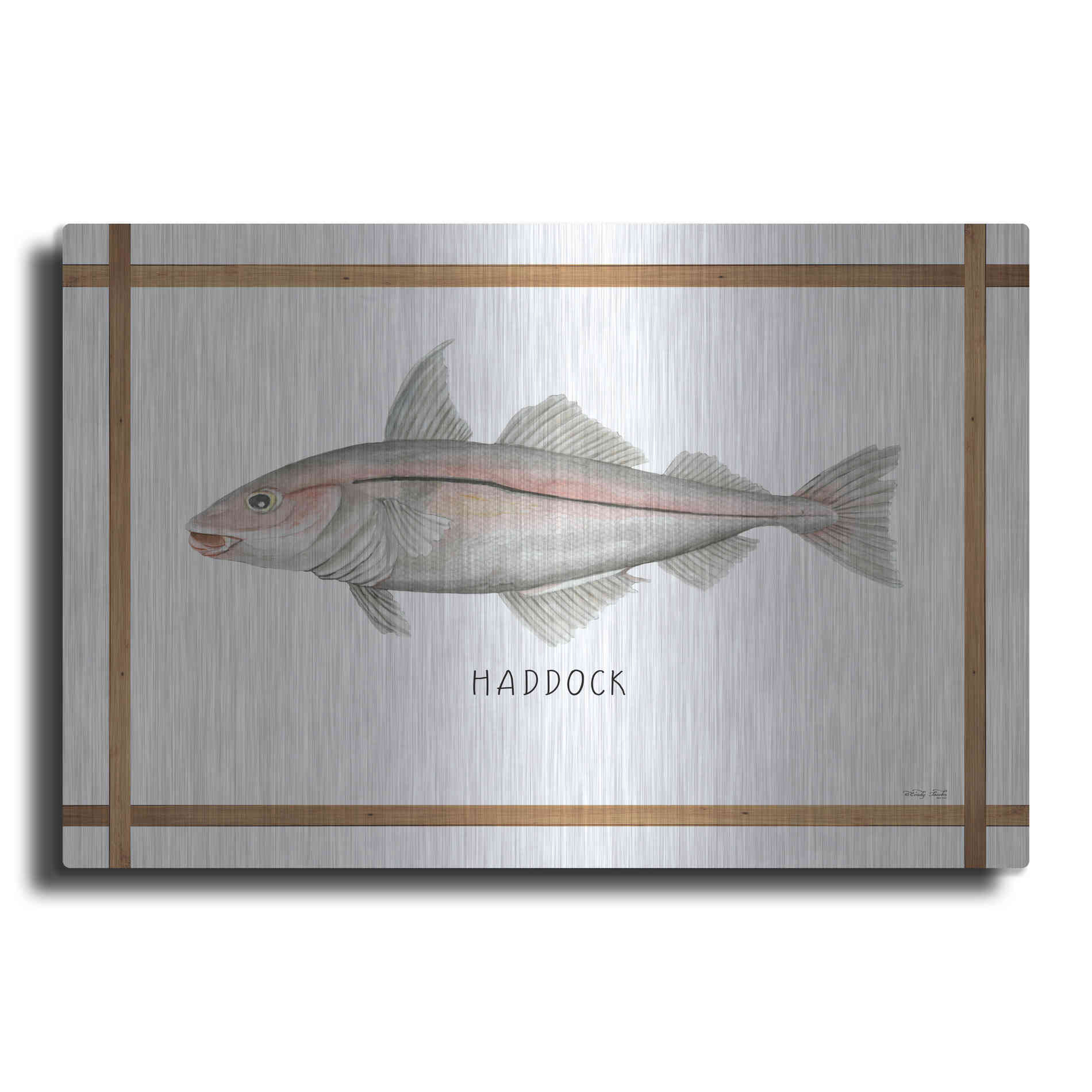 Luxe Metal Art 'Haddock on White' by Cindy Jacobs, Metal Wall Art