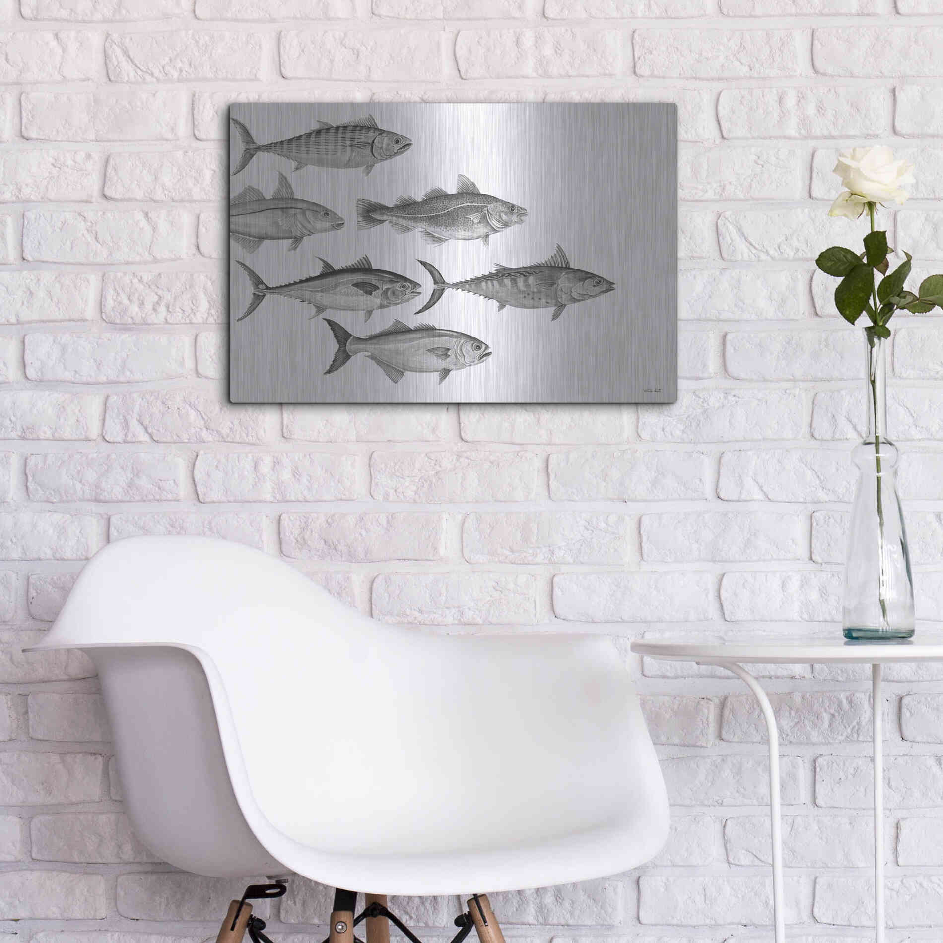 Luxe Metal Art 'Variety of Fish I' by Cindy Jacobs, Metal Wall Art,24x16