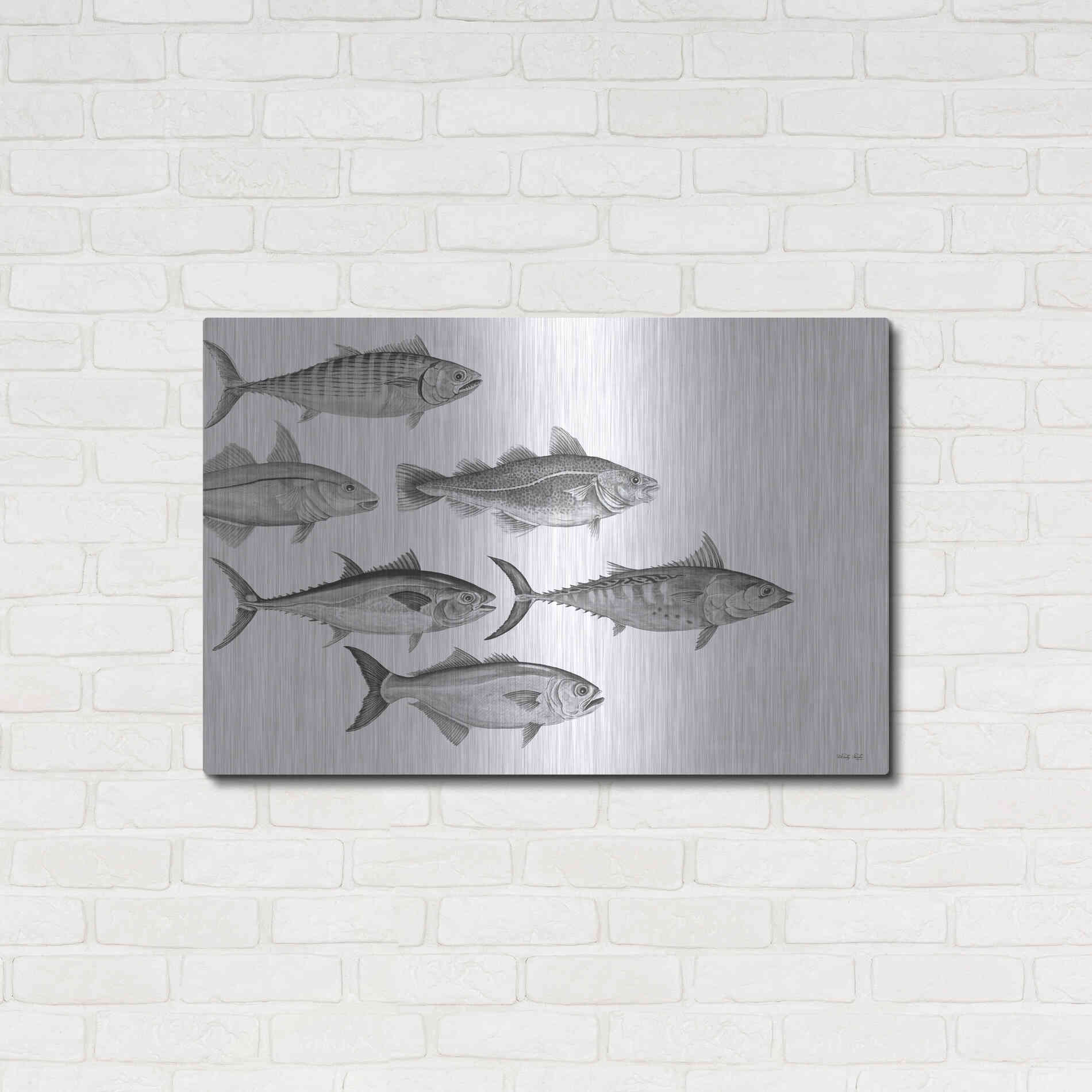 Luxe Metal Art 'Variety of Fish I' by Cindy Jacobs, Metal Wall Art,36x24