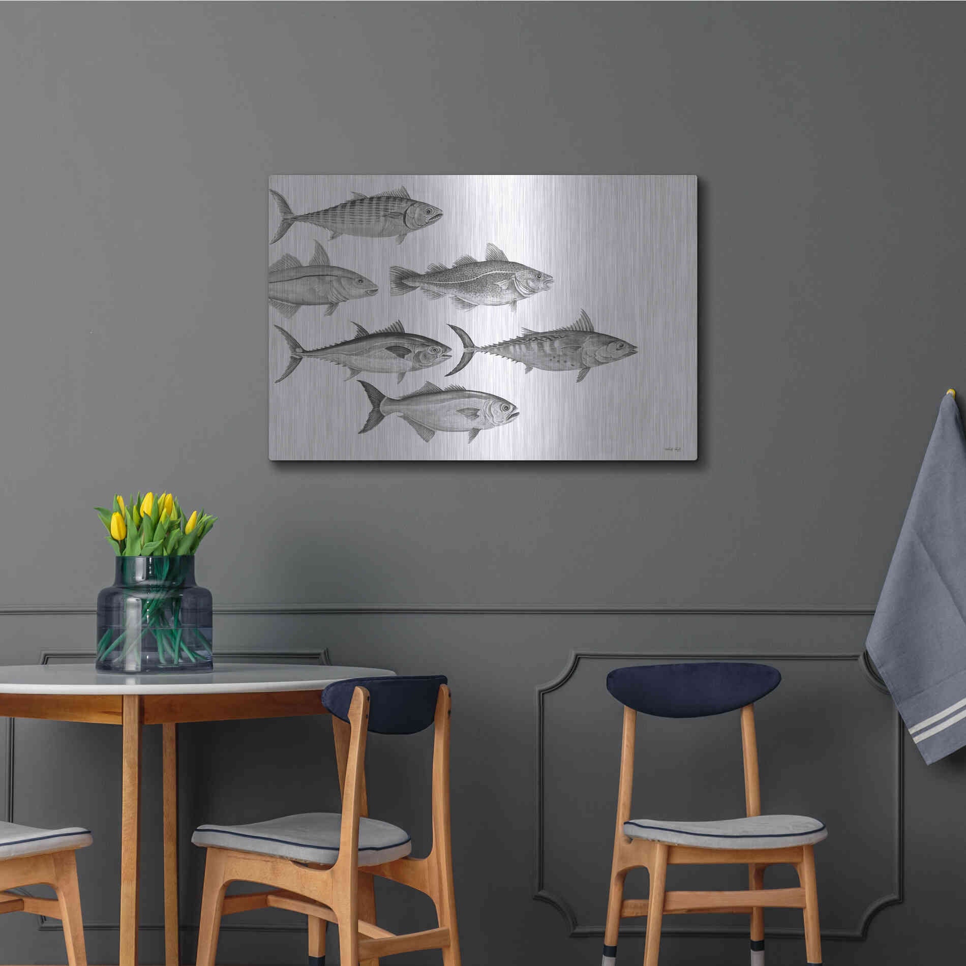 Luxe Metal Art 'Variety of Fish I' by Cindy Jacobs, Metal Wall Art,36x24