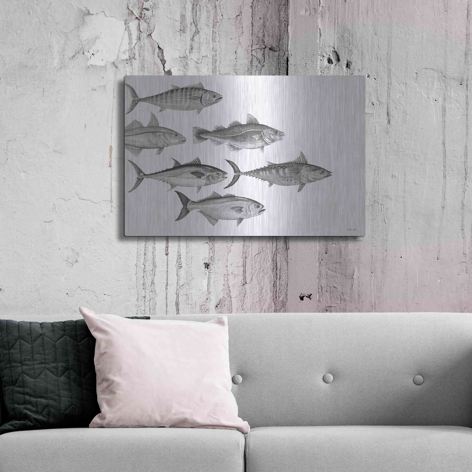 Luxe Metal Art 'Variety of Fish I' by Cindy Jacobs, Metal Wall Art,36x24