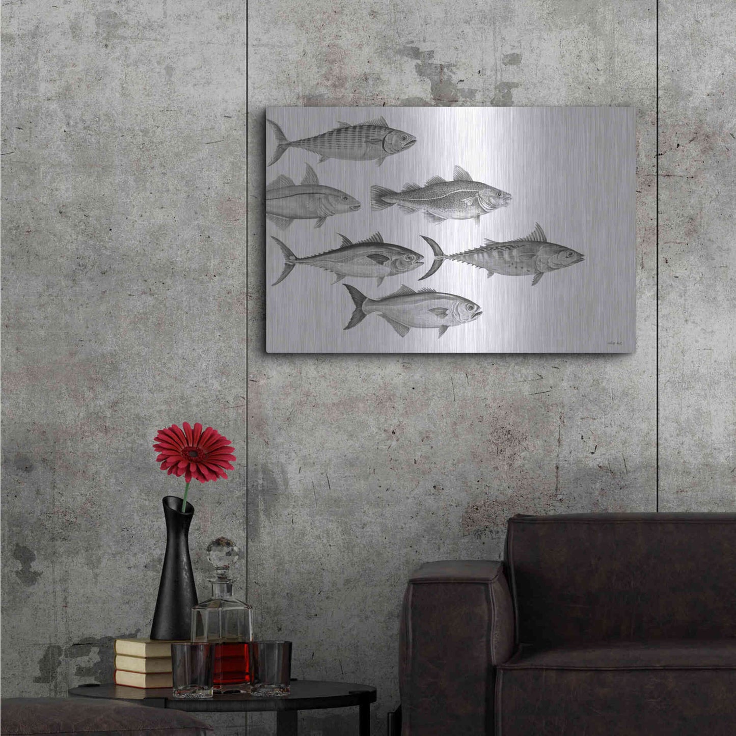 Luxe Metal Art 'Variety of Fish I' by Cindy Jacobs, Metal Wall Art,36x24