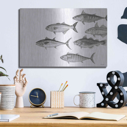 Luxe Metal Art 'Variety of Fish II' by Cindy Jacobs, Metal Wall Art,16x12