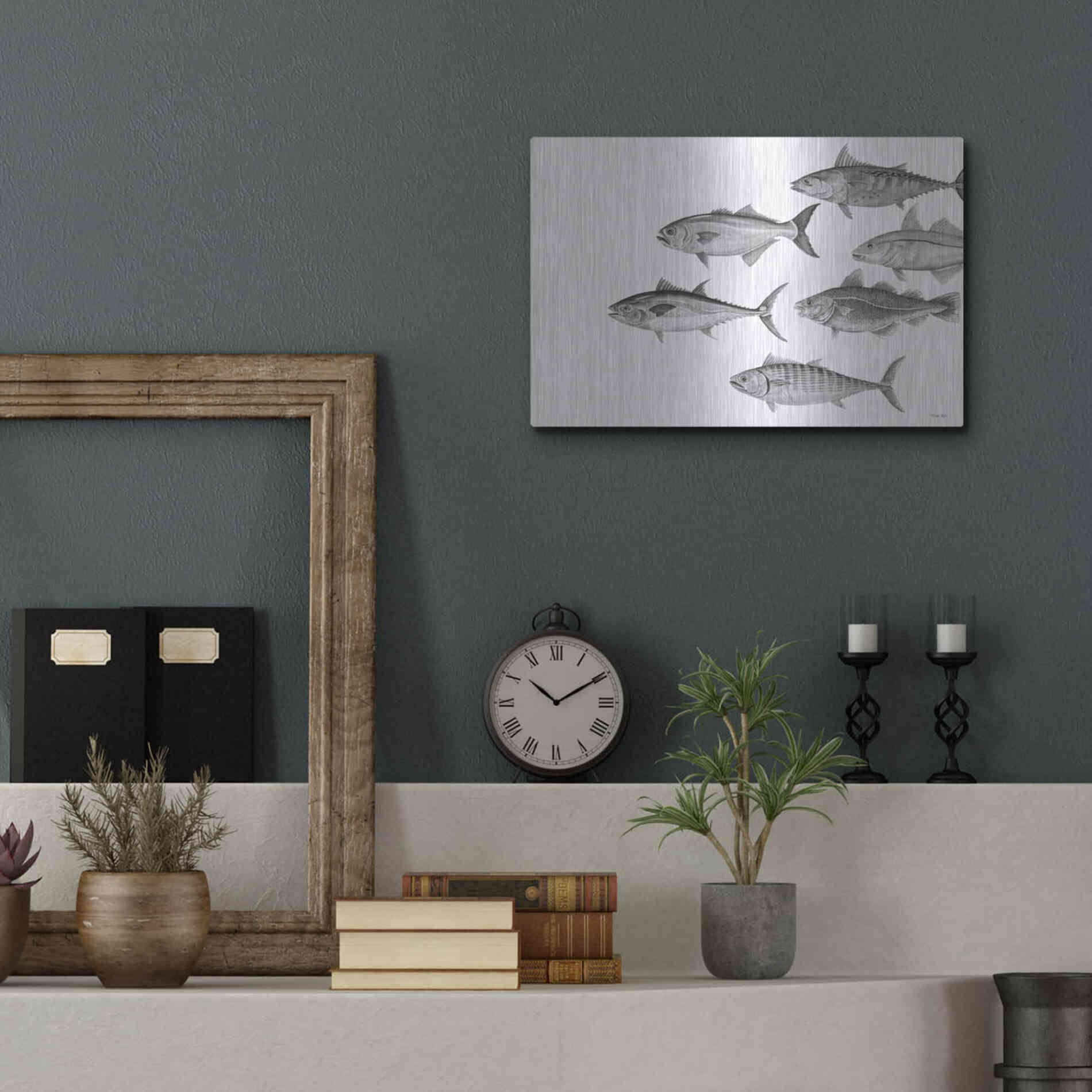 Luxe Metal Art 'Variety of Fish II' by Cindy Jacobs, Metal Wall Art,16x12