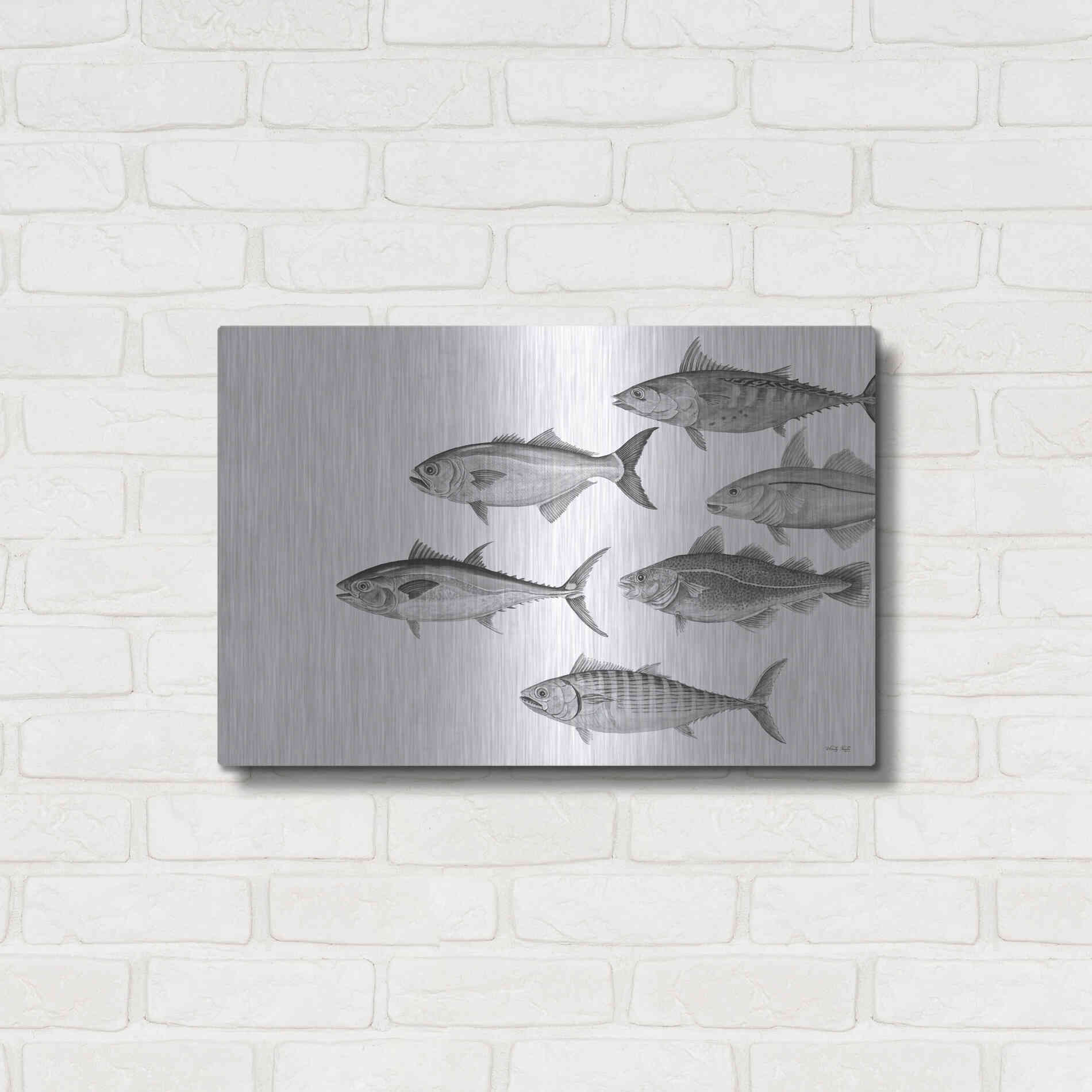 Luxe Metal Art 'Variety of Fish II' by Cindy Jacobs, Metal Wall Art,24x16