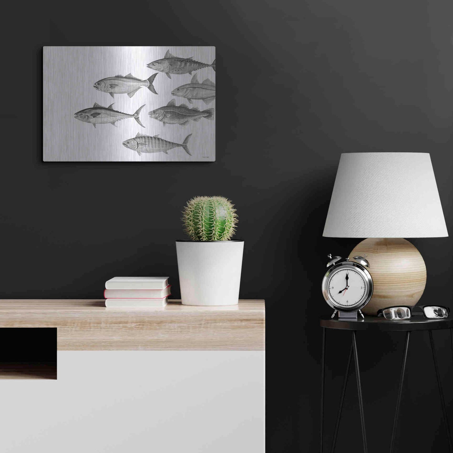Luxe Metal Art 'Variety of Fish II' by Cindy Jacobs, Metal Wall Art,24x16