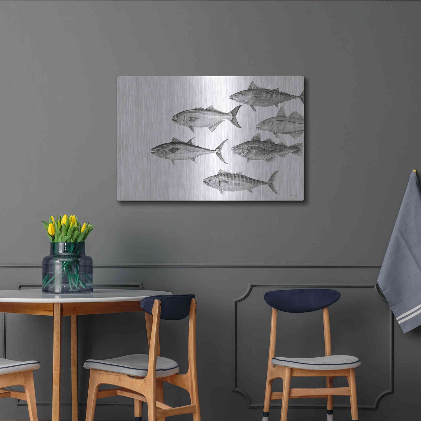 Luxe Metal Art 'Variety of Fish II' by Cindy Jacobs, Metal Wall Art,36x24