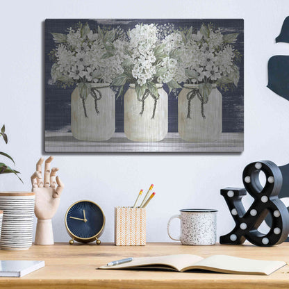 Luxe Metal Art 'White Floral Trio' by Cindy Jacobs, Metal Wall Art,16x12