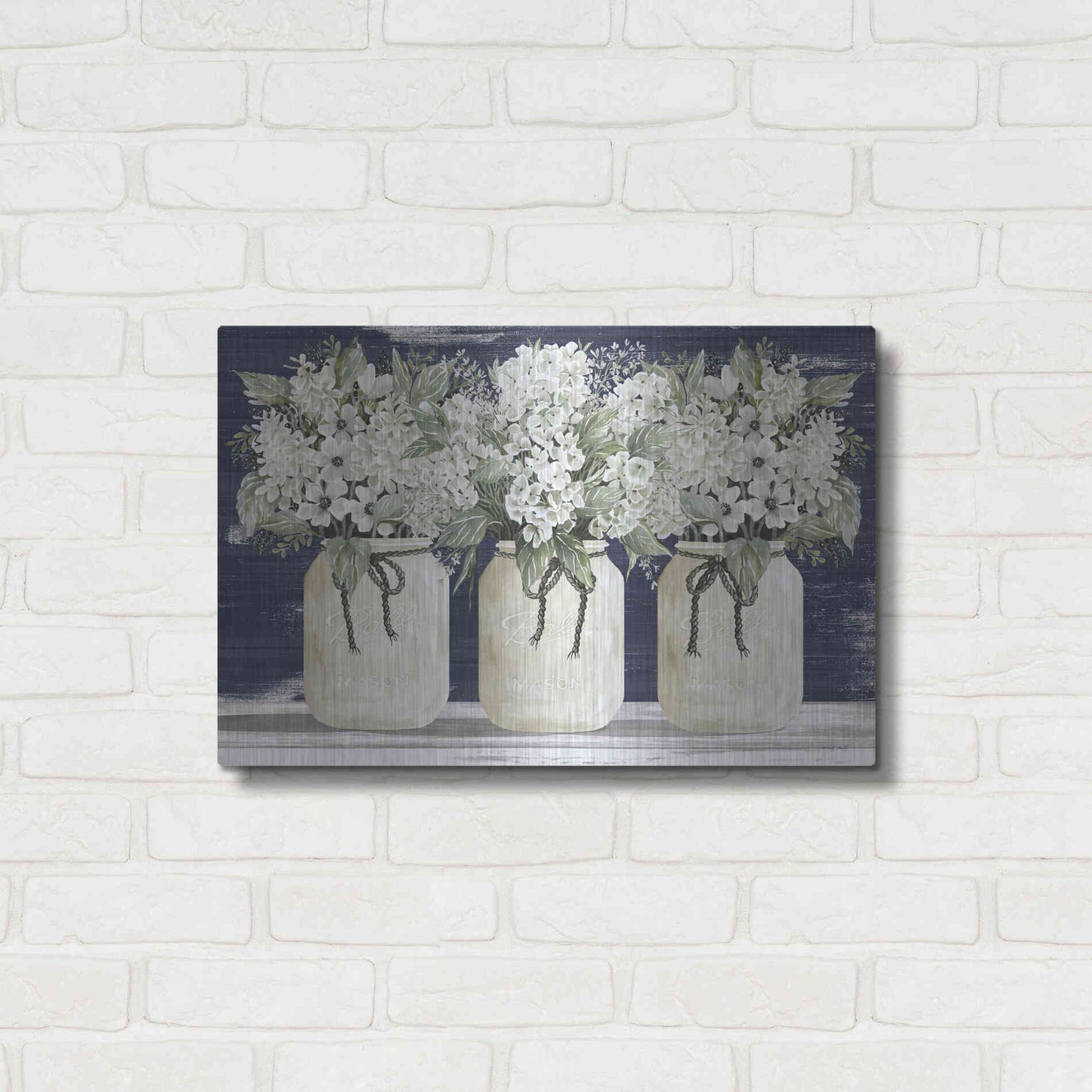 Luxe Metal Art 'White Floral Trio' by Cindy Jacobs, Metal Wall Art,24x16