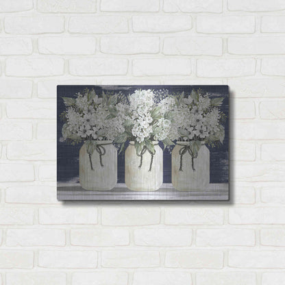 Luxe Metal Art 'White Floral Trio' by Cindy Jacobs, Metal Wall Art,24x16