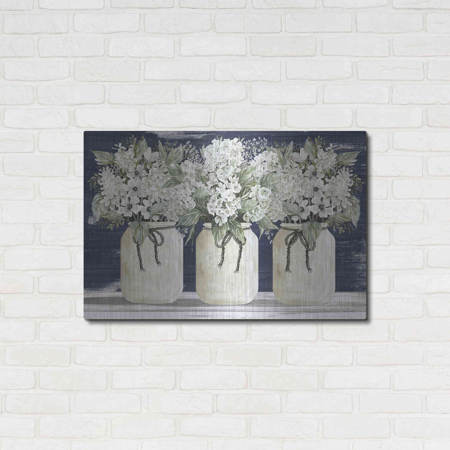 Luxe Metal Art 'White Floral Trio' by Cindy Jacobs, Metal Wall Art,36x24