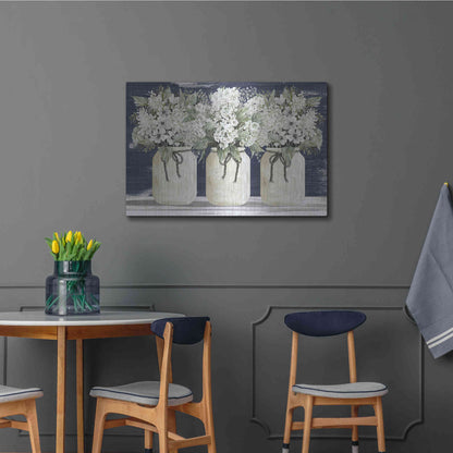 Luxe Metal Art 'White Floral Trio' by Cindy Jacobs, Metal Wall Art,36x24