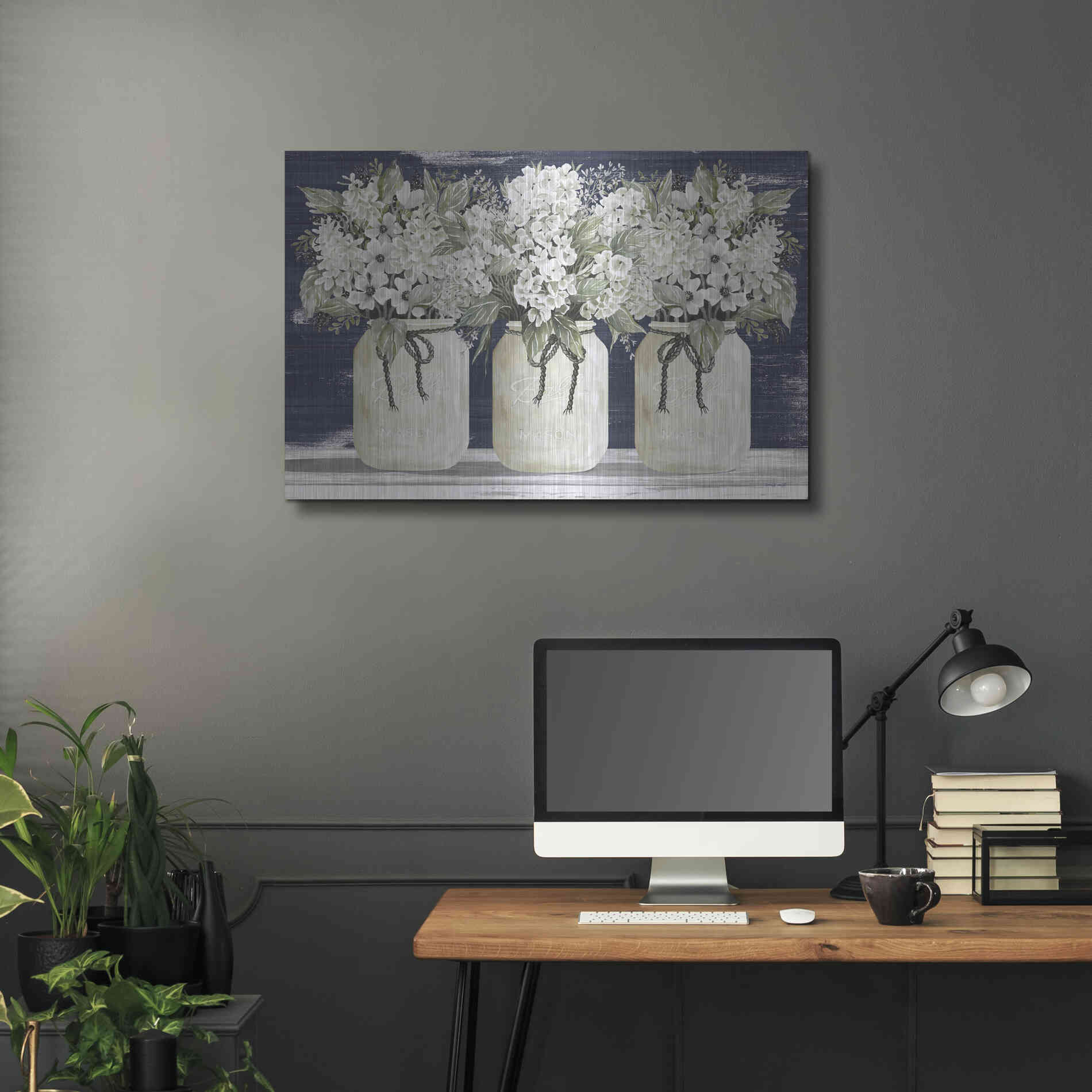 Luxe Metal Art 'White Floral Trio' by Cindy Jacobs, Metal Wall Art,36x24