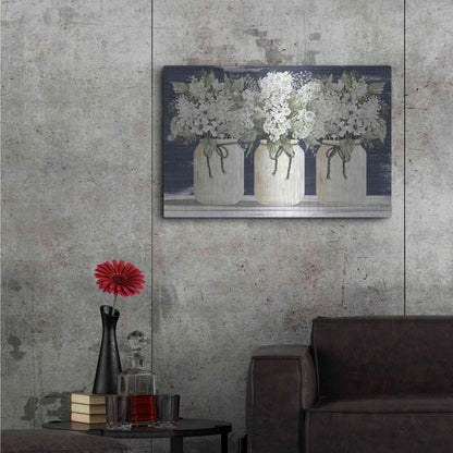 Luxe Metal Art 'White Floral Trio' by Cindy Jacobs, Metal Wall Art,36x24