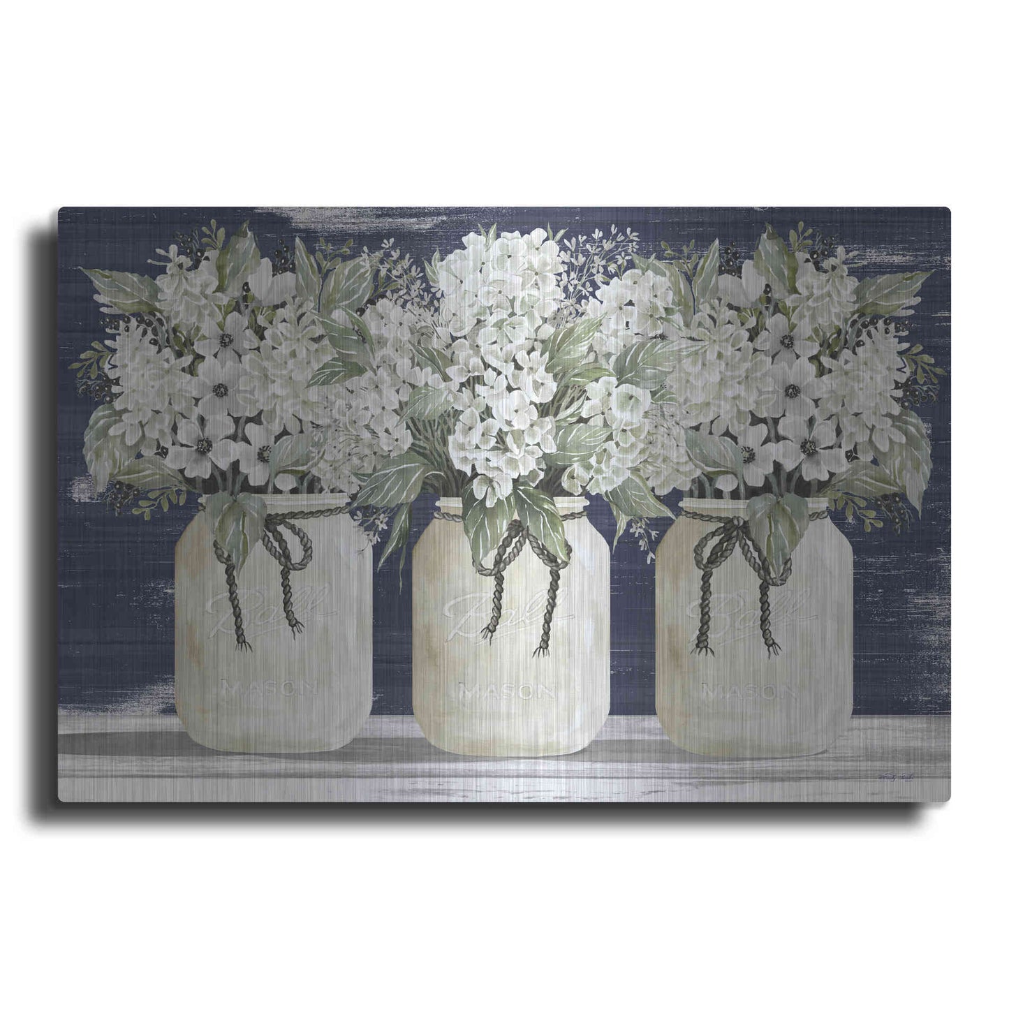 Luxe Metal Art 'White Floral Trio' by Cindy Jacobs, Metal Wall Art