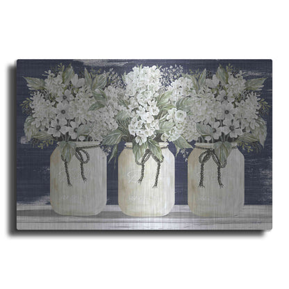 Luxe Metal Art 'White Floral Trio' by Cindy Jacobs, Metal Wall Art