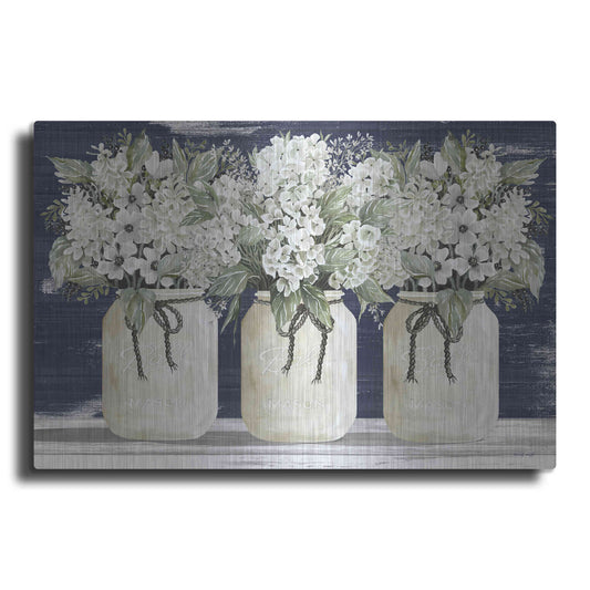 Luxe Metal Art 'White Floral Trio' by Cindy Jacobs, Metal Wall Art