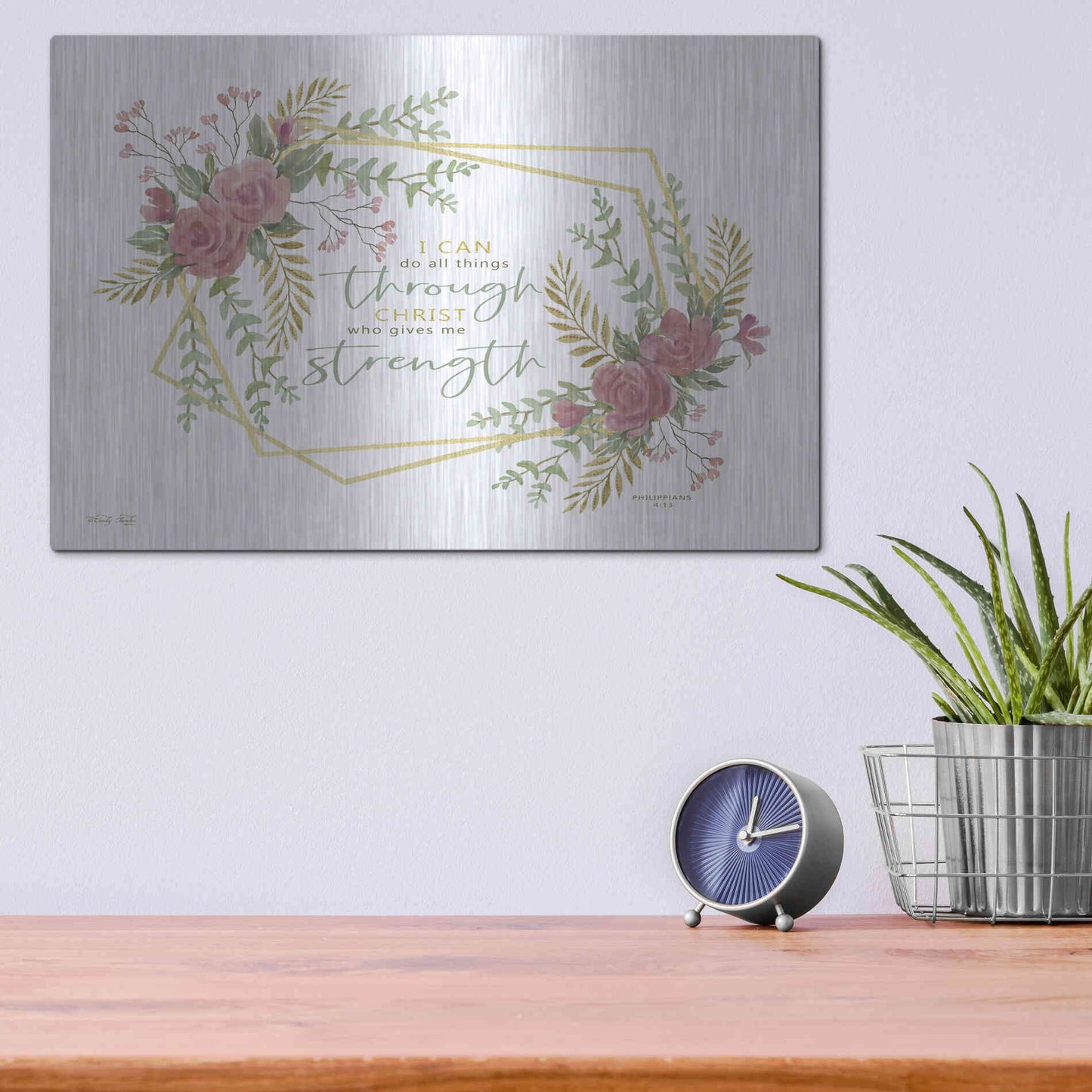 Luxe Metal Art 'I Can Do All' by Cindy Jacobs, Metal Wall Art,16x12