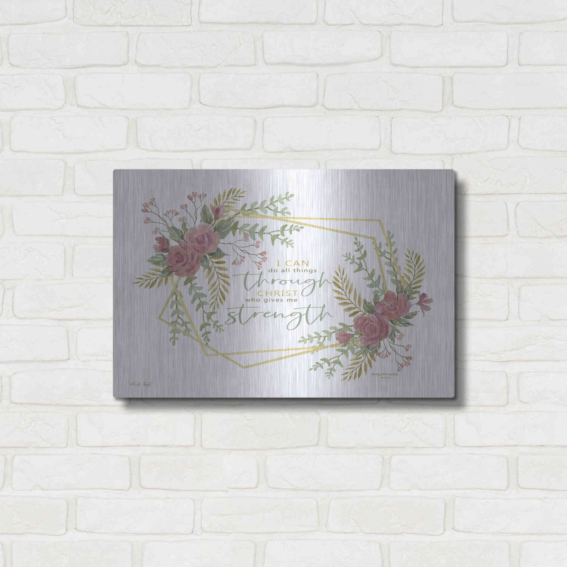Luxe Metal Art 'I Can Do All' by Cindy Jacobs, Metal Wall Art,24x16