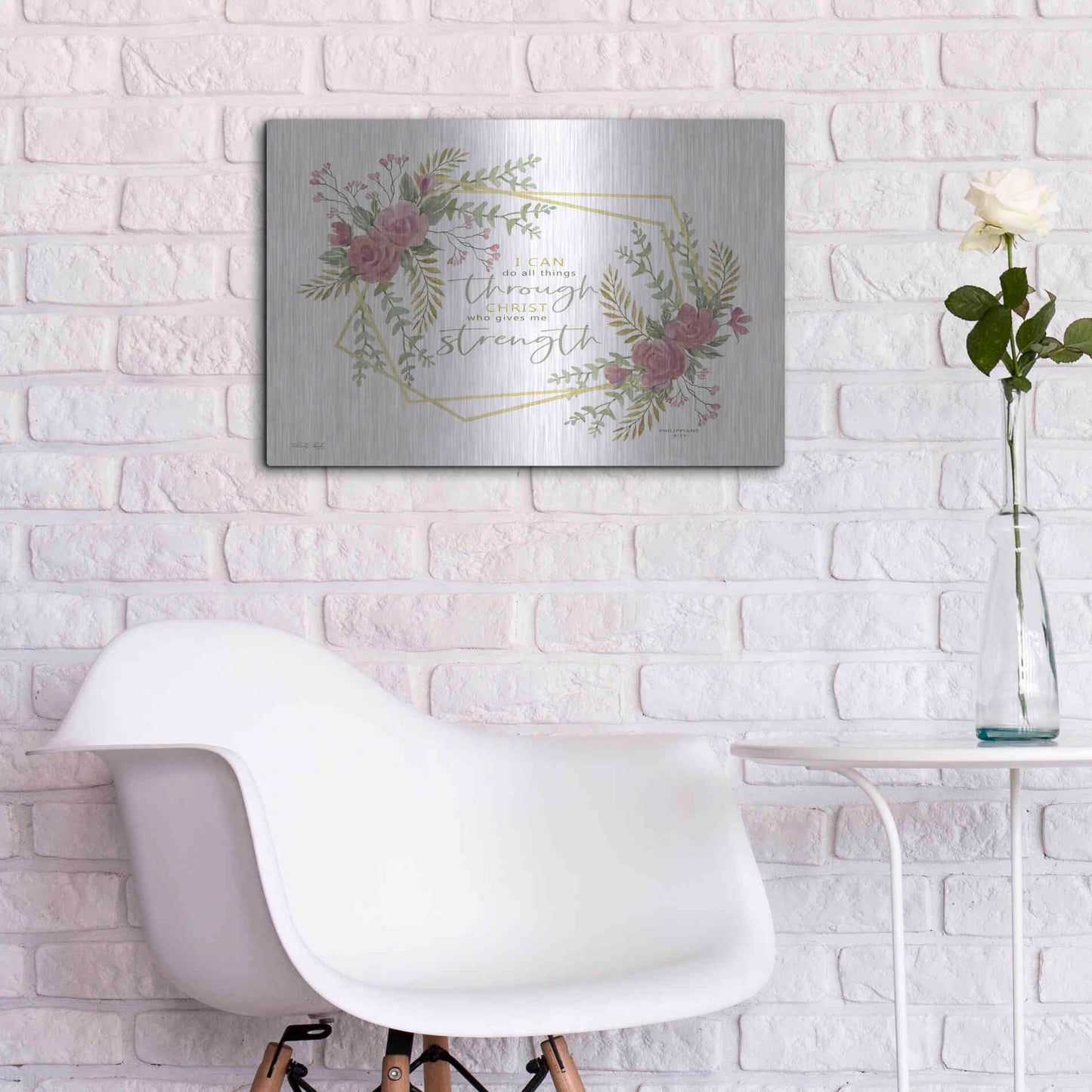 Luxe Metal Art 'I Can Do All' by Cindy Jacobs, Metal Wall Art,24x16
