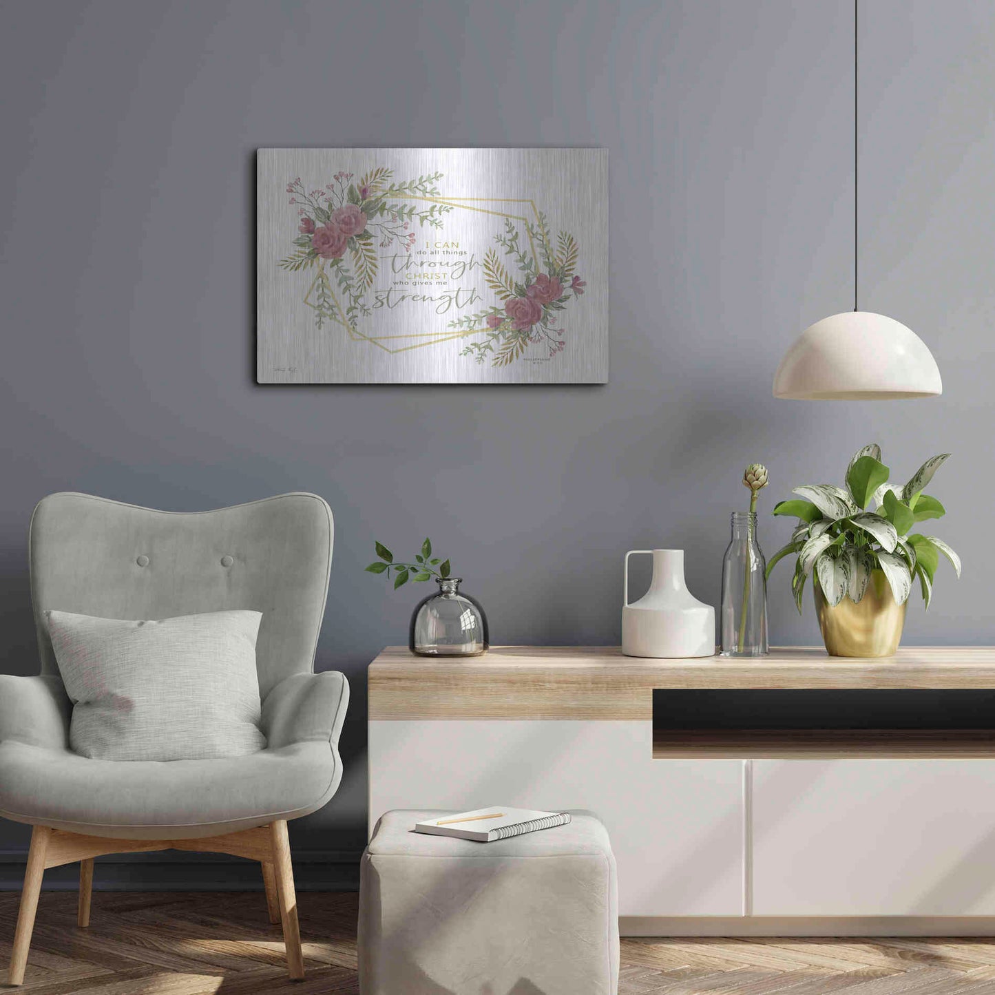 Luxe Metal Art 'I Can Do All' by Cindy Jacobs, Metal Wall Art,24x16