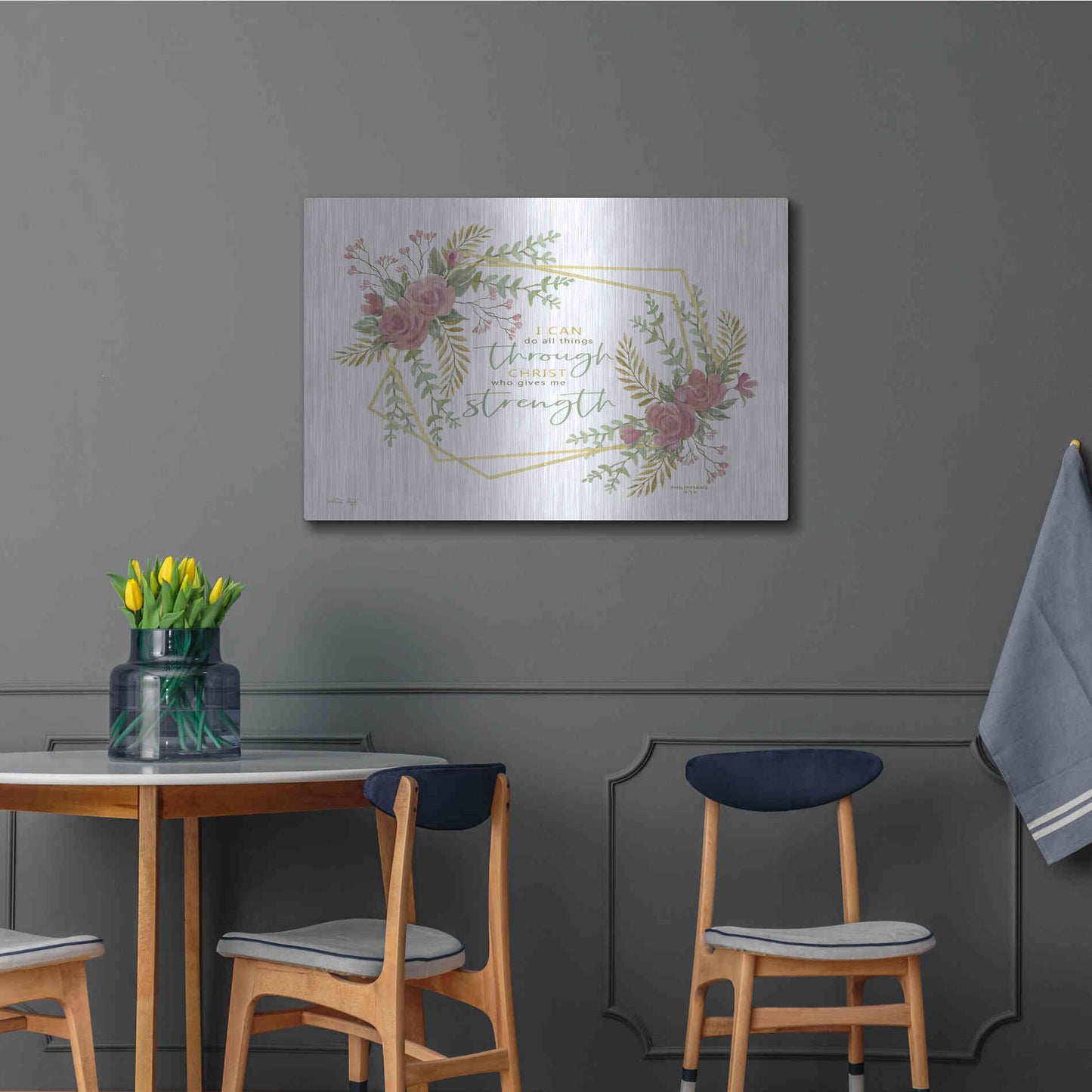 Luxe Metal Art 'I Can Do All' by Cindy Jacobs, Metal Wall Art,36x24
