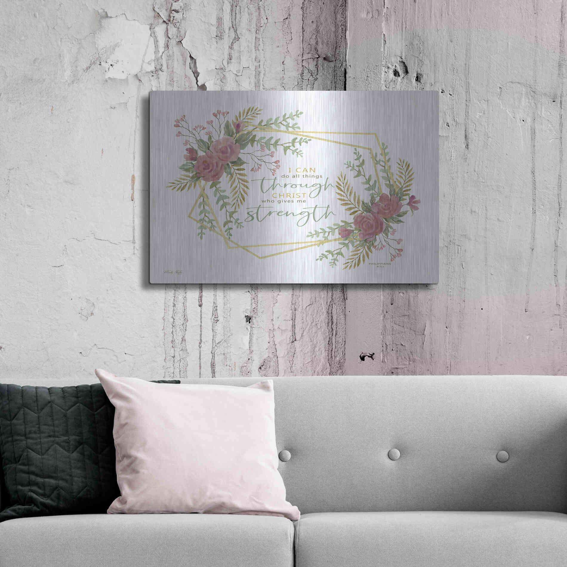 Luxe Metal Art 'I Can Do All' by Cindy Jacobs, Metal Wall Art,36x24