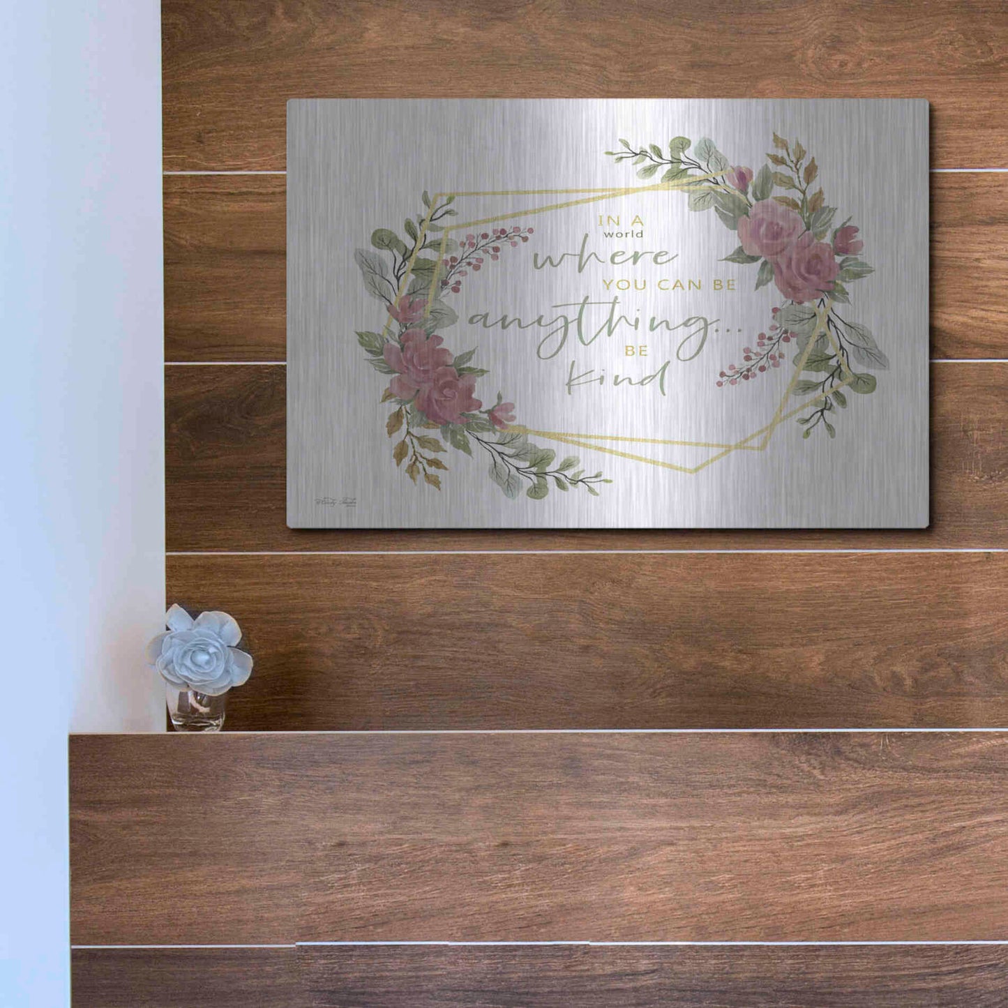 Luxe Metal Art 'Be Kind' by Cindy Jacobs, Metal Wall Art,16x12