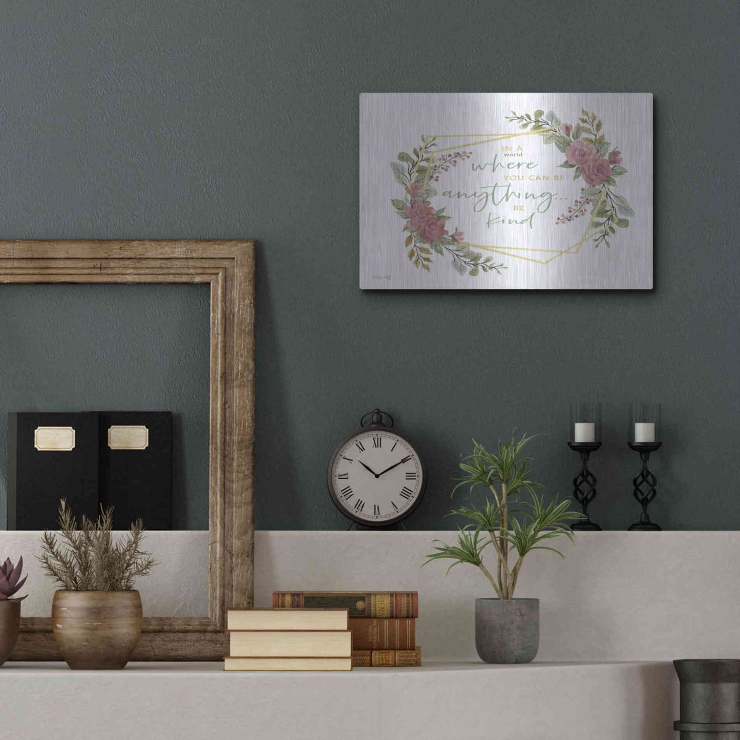 Luxe Metal Art 'Be Kind' by Cindy Jacobs, Metal Wall Art,16x12