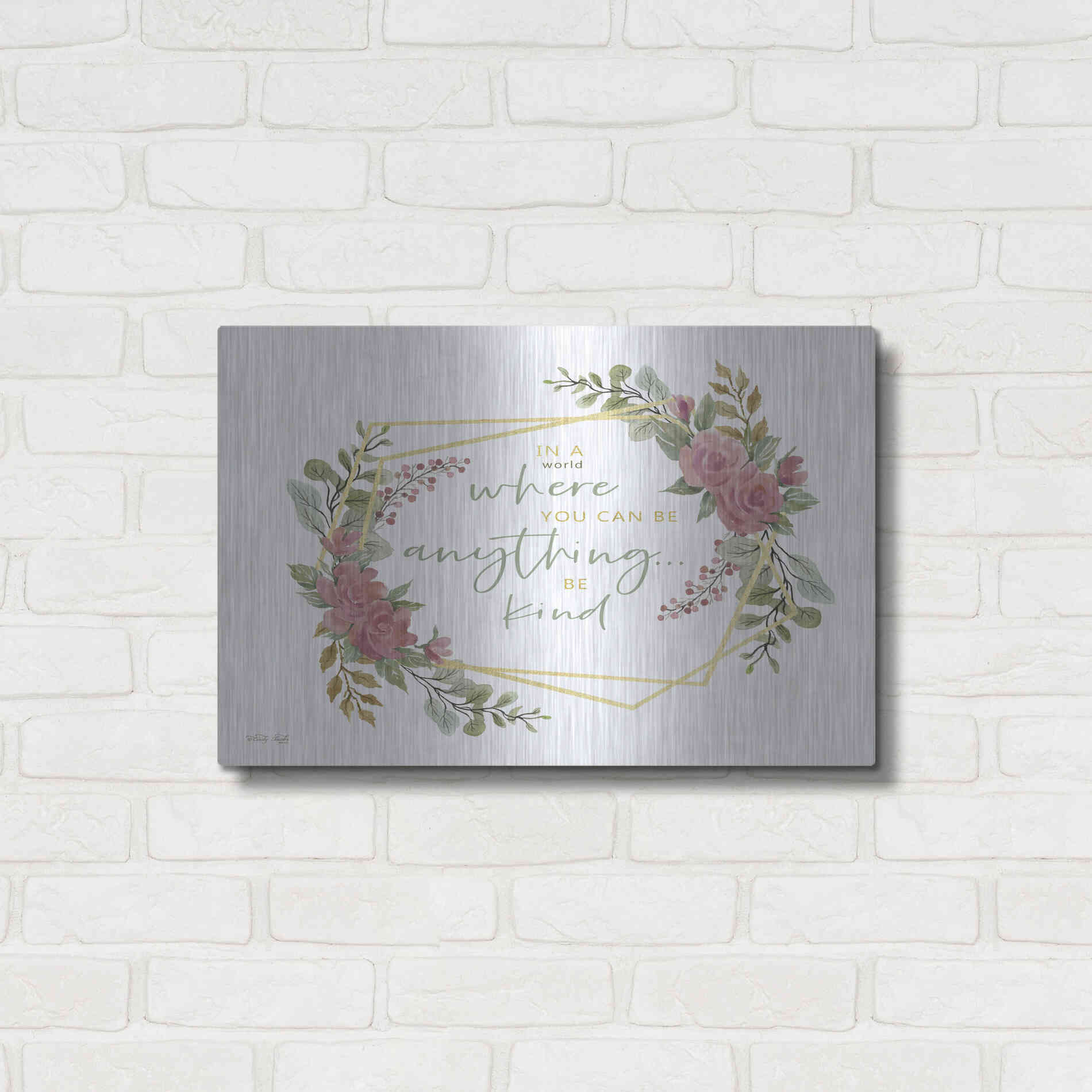 Luxe Metal Art 'Be Kind' by Cindy Jacobs, Metal Wall Art,24x16