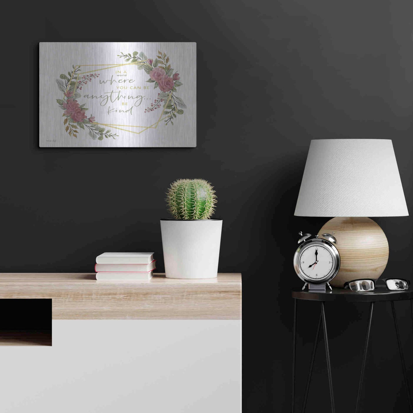 Luxe Metal Art 'Be Kind' by Cindy Jacobs, Metal Wall Art,24x16