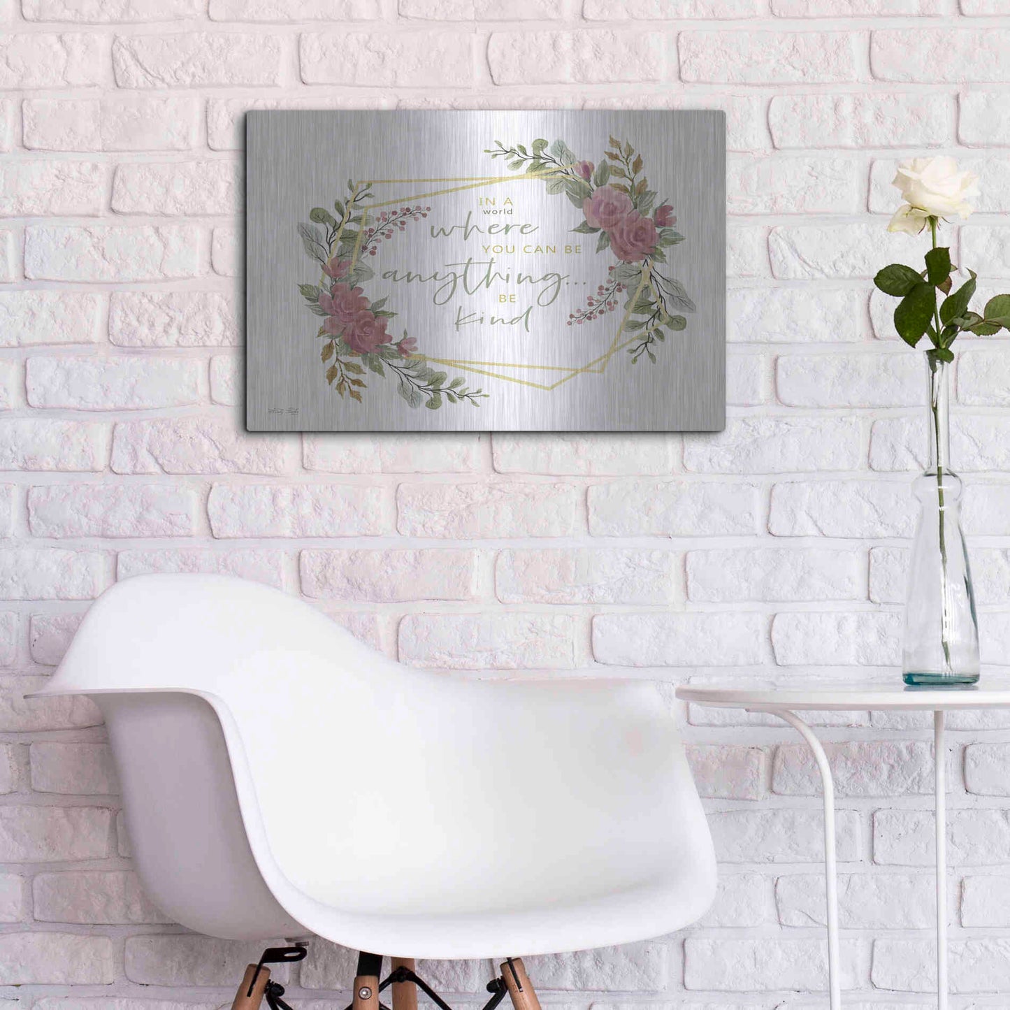 Luxe Metal Art 'Be Kind' by Cindy Jacobs, Metal Wall Art,24x16