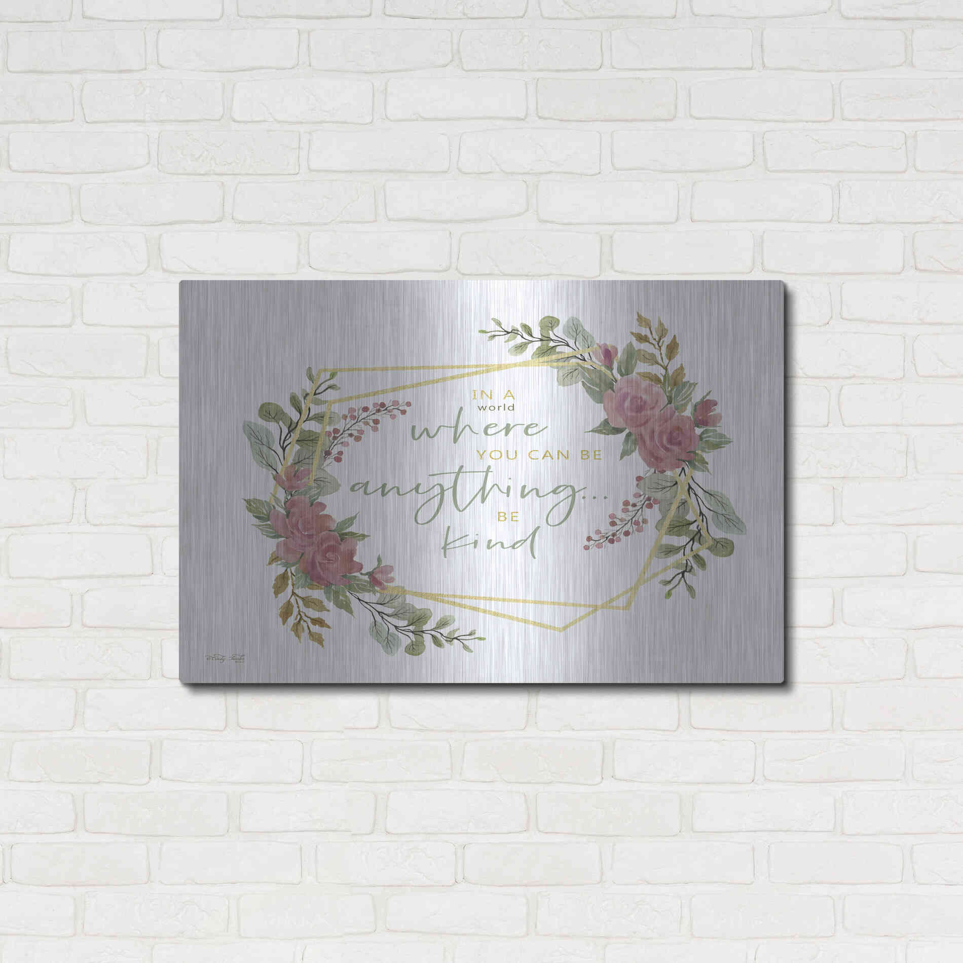 Luxe Metal Art 'Be Kind' by Cindy Jacobs, Metal Wall Art,36x24