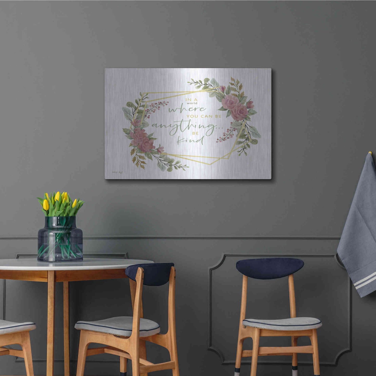 Luxe Metal Art 'Be Kind' by Cindy Jacobs, Metal Wall Art,36x24