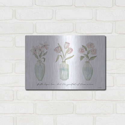 Luxe Metal Art 'Faith, Hope, Love Flower Vases' by Cindy Jacobs, Metal Wall Art,16x12