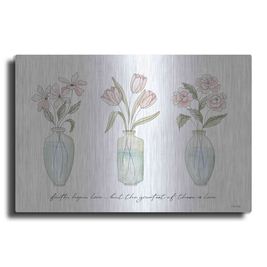 Luxe Metal Art 'Faith, Hope, Love Flower Vases' by Cindy Jacobs, Metal Wall Art