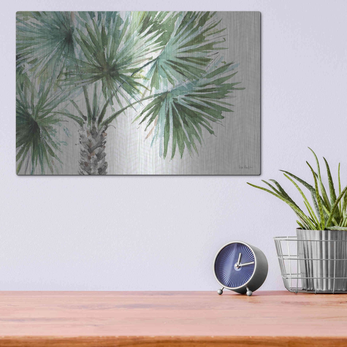 Luxe Metal Art 'Mixed Greens I' by Lisa Audit, Metal Wall Art,16x12