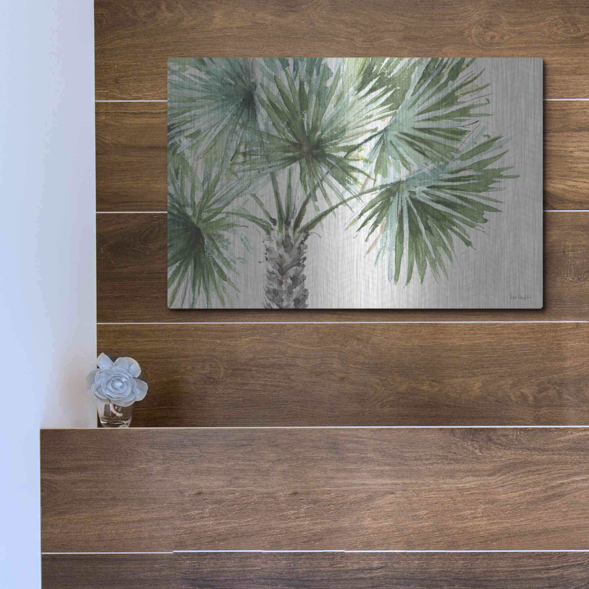 Luxe Metal Art 'Mixed Greens I' by Lisa Audit, Metal Wall Art,16x12