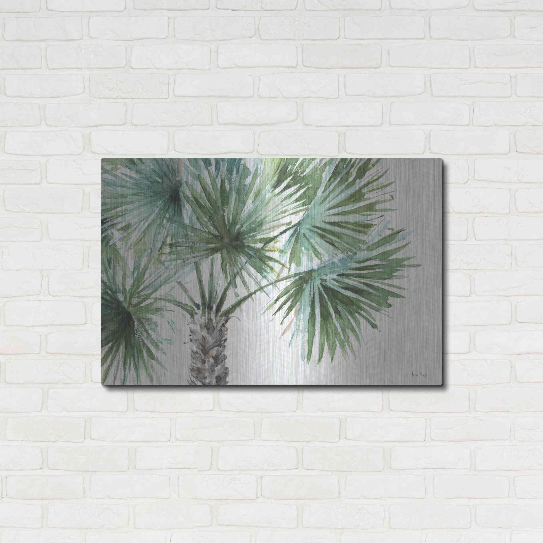 Luxe Metal Art 'Mixed Greens I' by Lisa Audit, Metal Wall Art,36x24