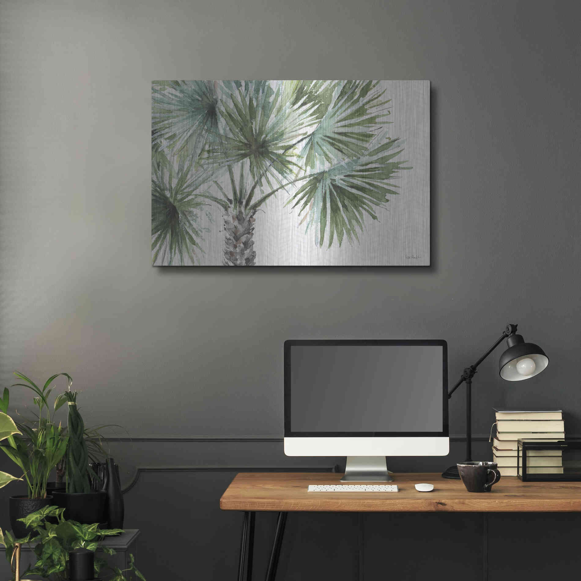 Luxe Metal Art 'Mixed Greens I' by Lisa Audit, Metal Wall Art,36x24