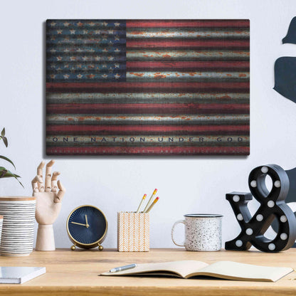 Luxe Metal Art 'One Nation Under God on Metal' by Cindy Jacobs, Metal Wall Art,16x12