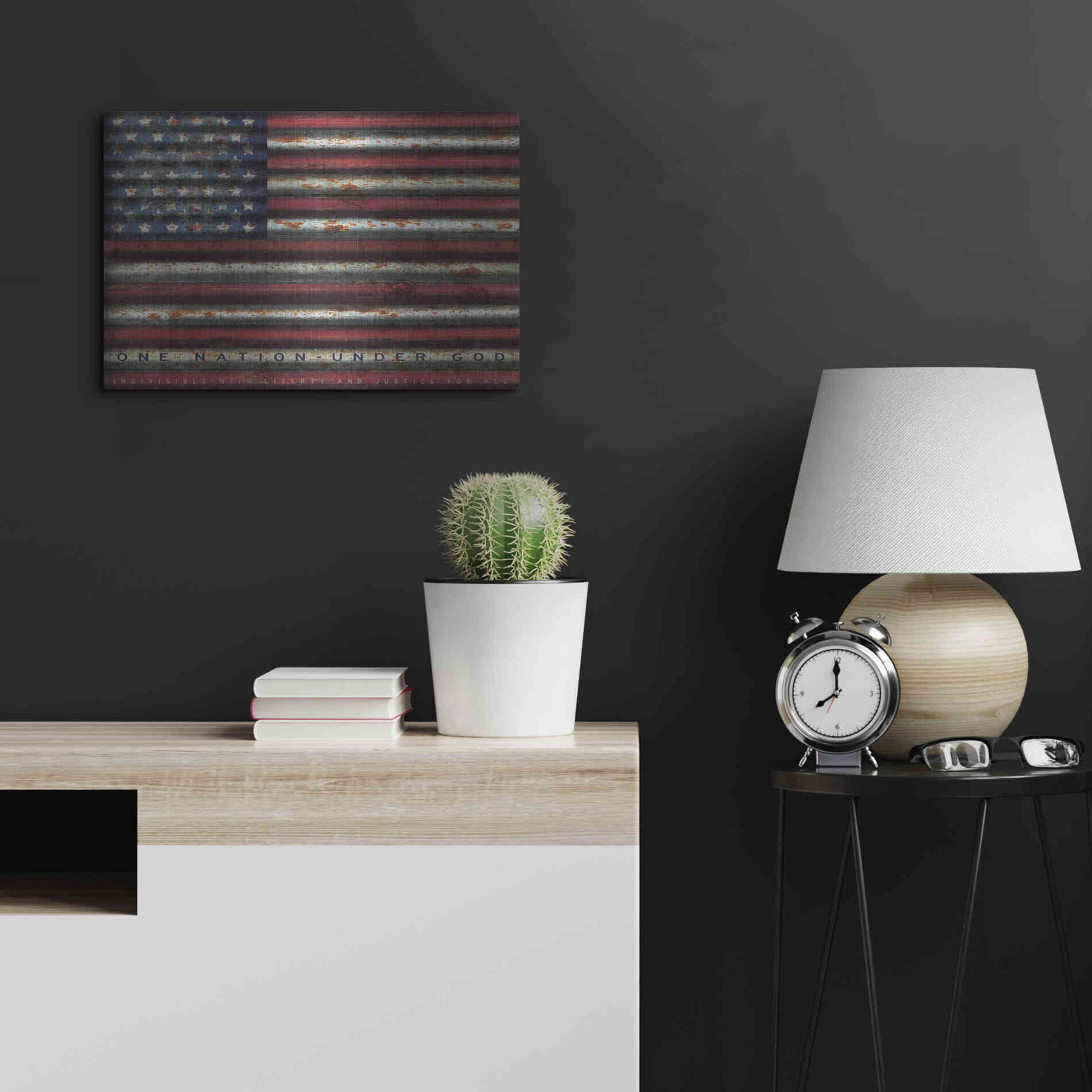 Luxe Metal Art 'One Nation Under God on Metal' by Cindy Jacobs, Metal Wall Art,24x16