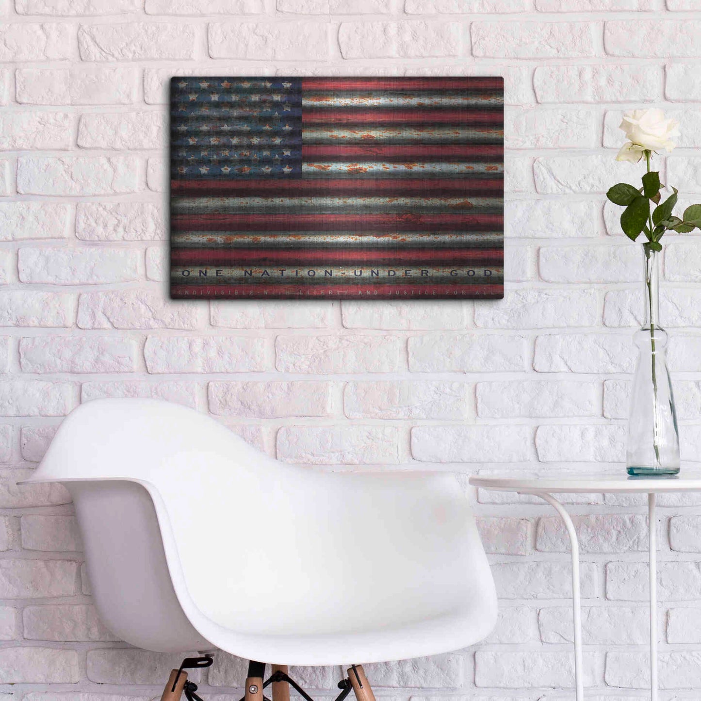 Luxe Metal Art 'One Nation Under God on Metal' by Cindy Jacobs, Metal Wall Art,24x16