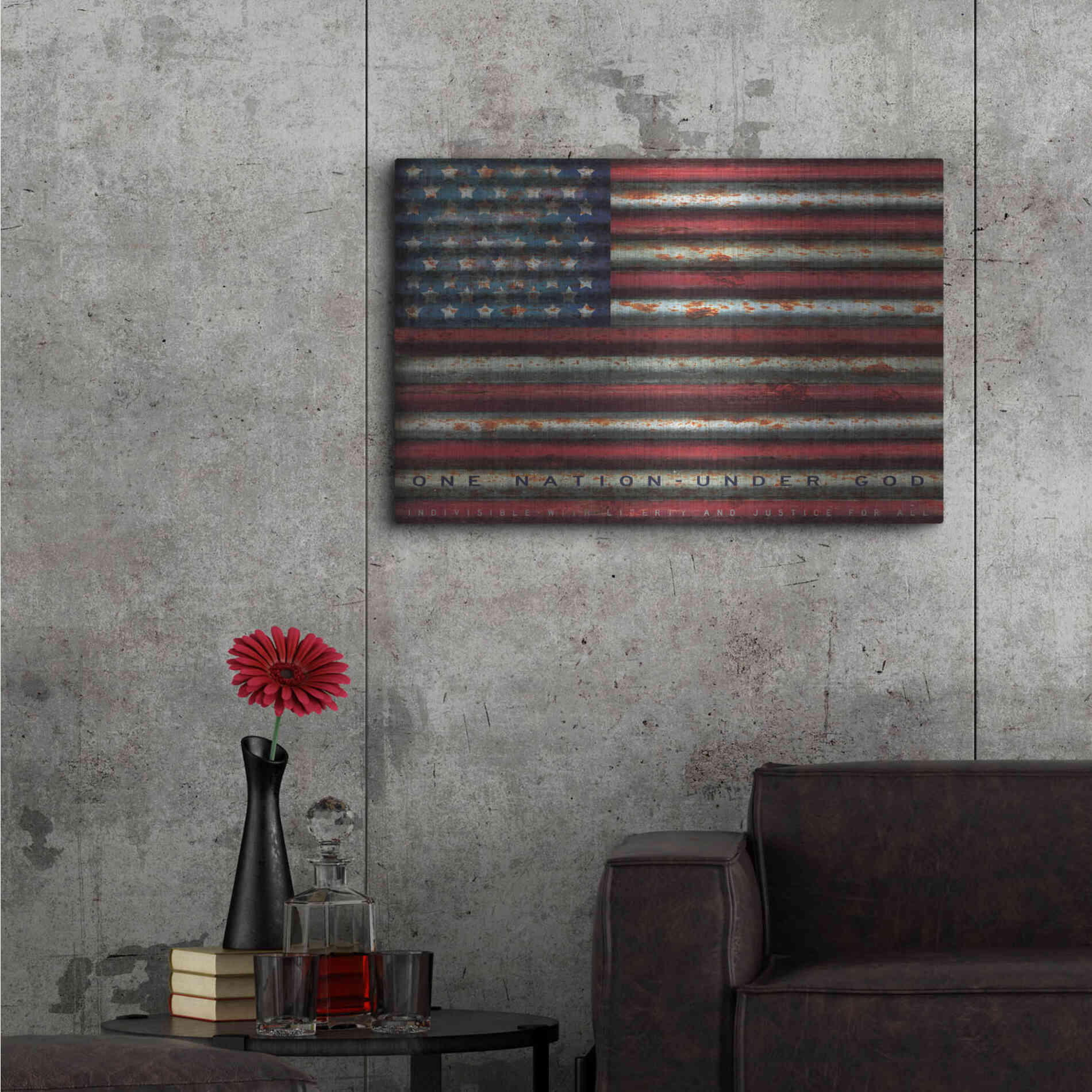 Luxe Metal Art 'One Nation Under God on Metal' by Cindy Jacobs, Metal Wall Art,36x24