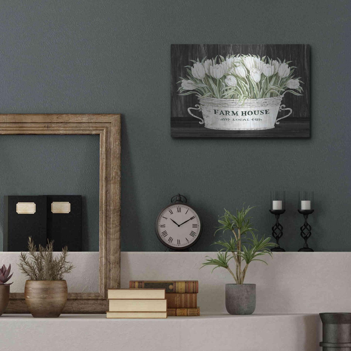 Luxe Metal Art 'Farmhouse Tulips' by Cindy Jacobs, Metal Wall Art,16x12