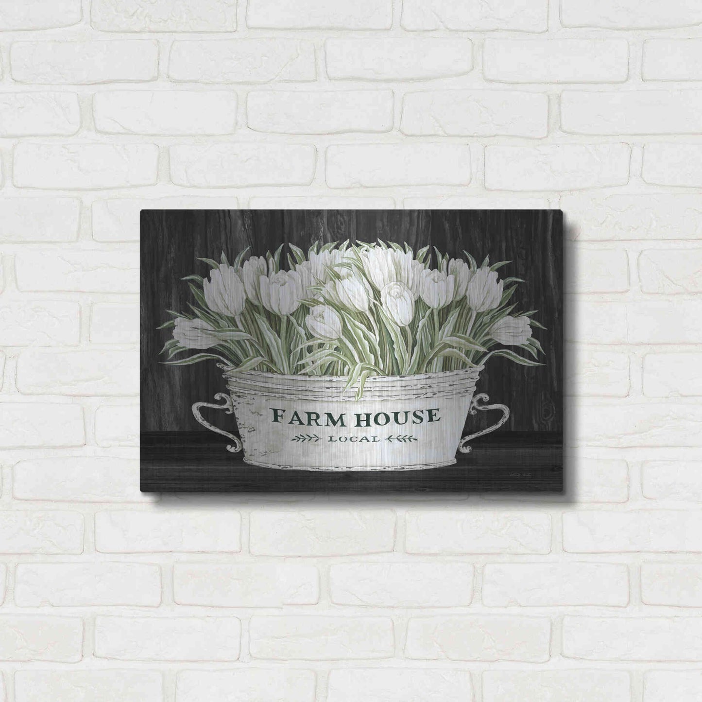 Luxe Metal Art 'Farmhouse Tulips' by Cindy Jacobs, Metal Wall Art,24x16