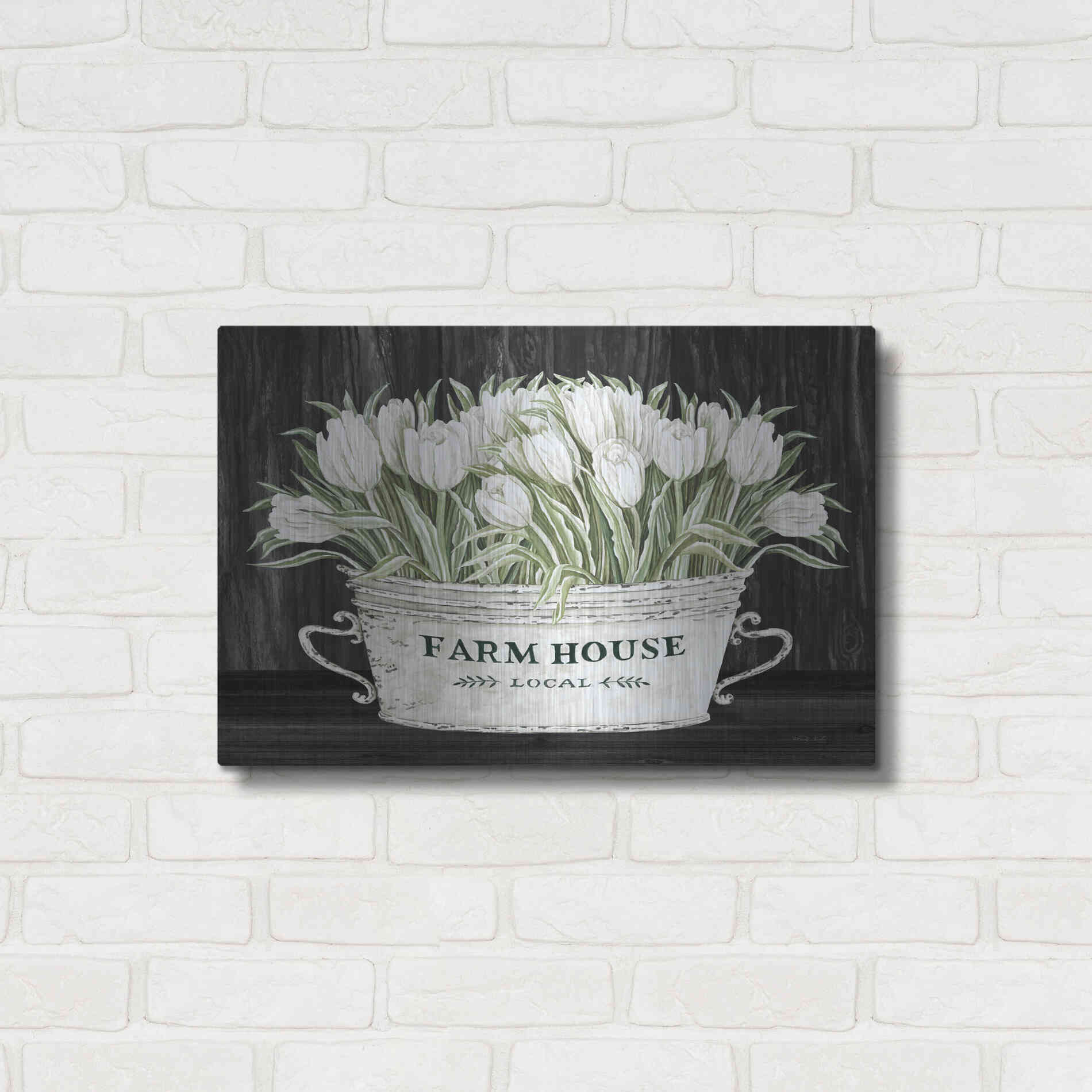 Luxe Metal Art 'Farmhouse Tulips' by Cindy Jacobs, Metal Wall Art,24x16