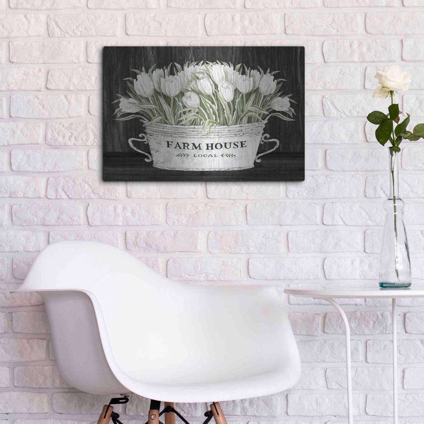 Luxe Metal Art 'Farmhouse Tulips' by Cindy Jacobs, Metal Wall Art,24x16