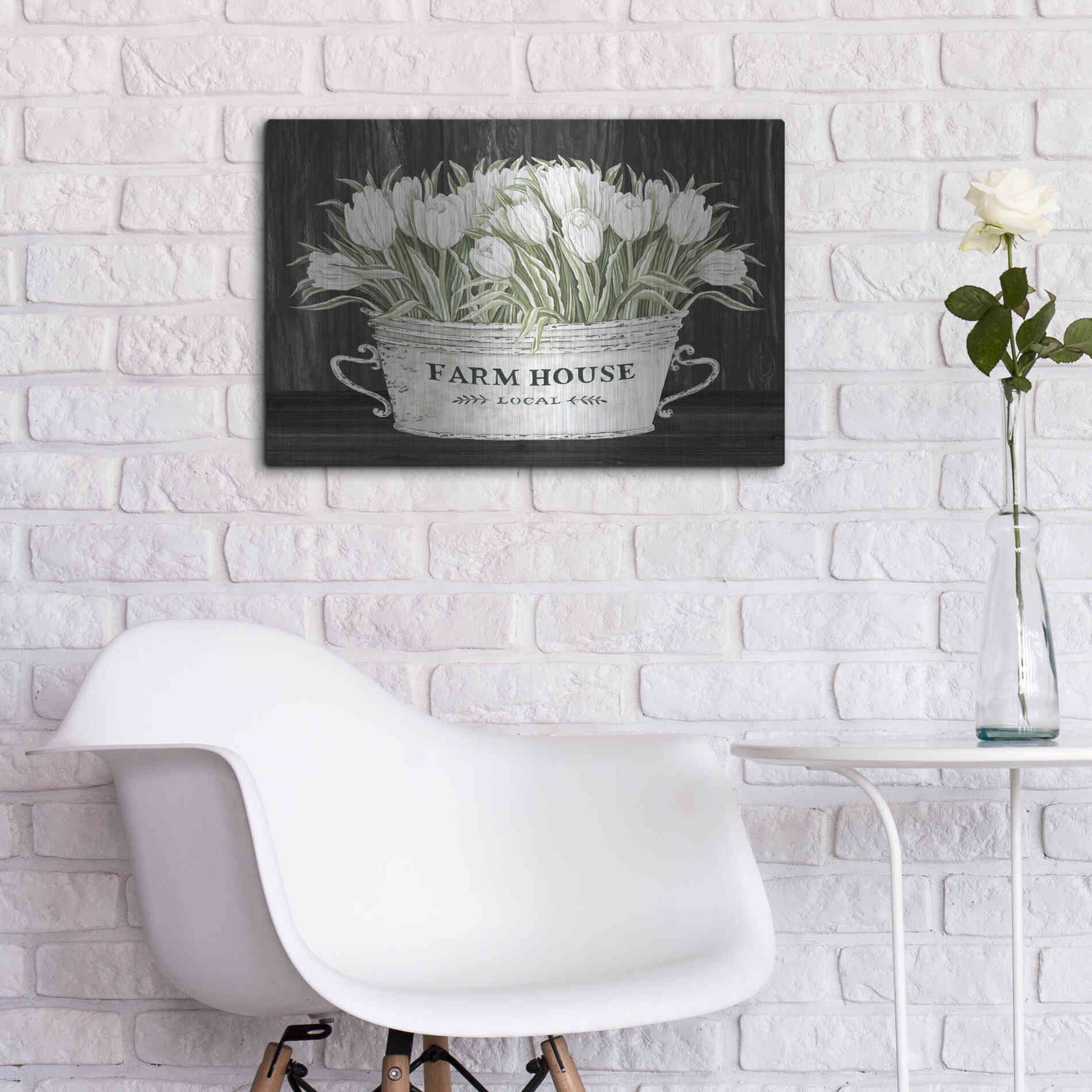 Luxe Metal Art 'Farmhouse Tulips' by Cindy Jacobs, Metal Wall Art,24x16